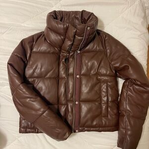 Abercrombie & Fitch Brown Cropped Puffer Jacket